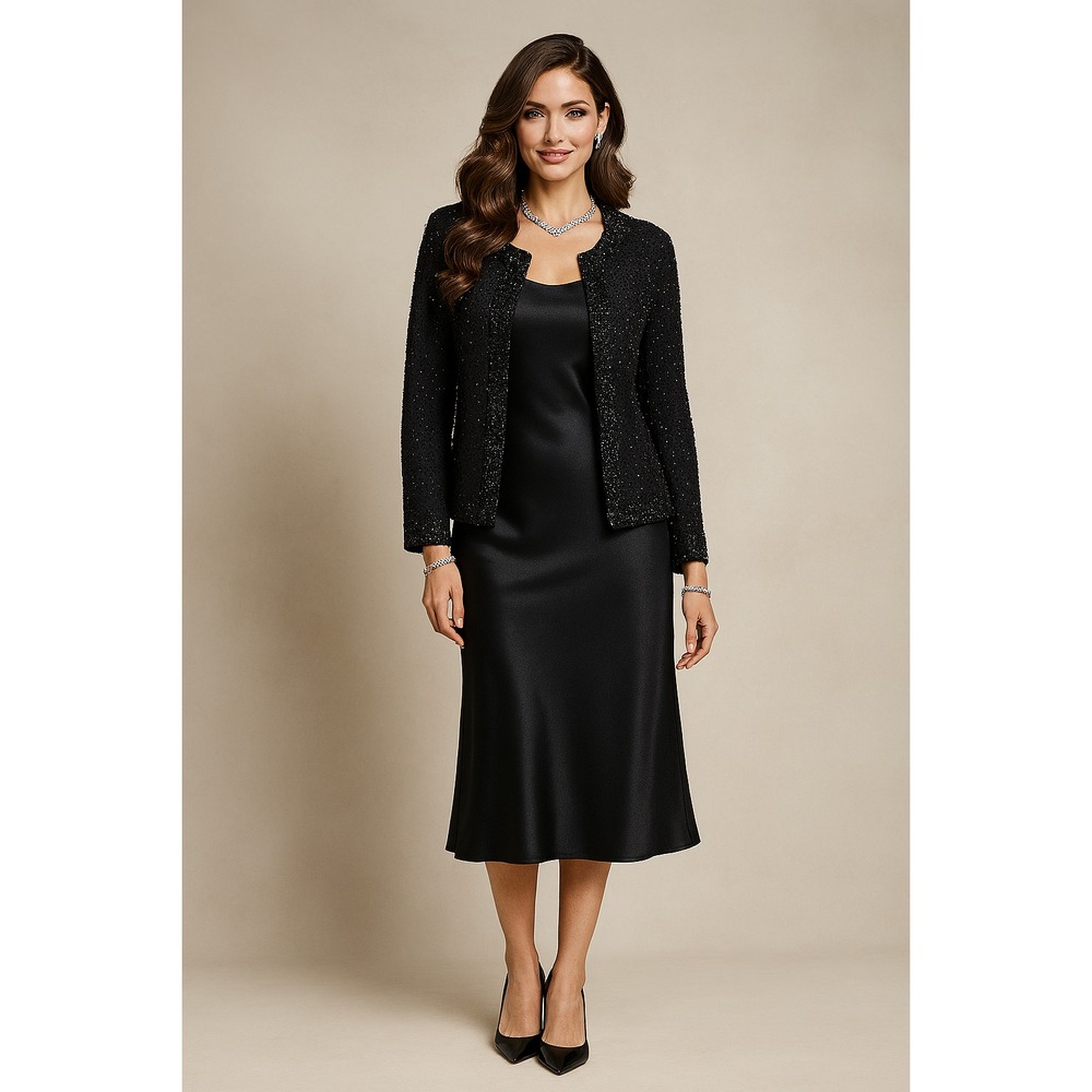 Dressbarn Jacket Womens L‎ Black Evening Party Glam Elegant Sequin Embellished